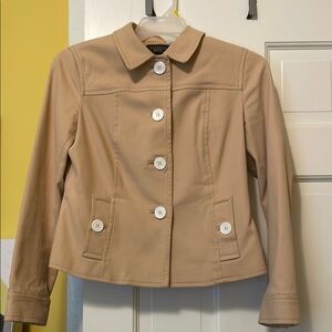 Talbots Tan Women's Jacket with large white buttons
